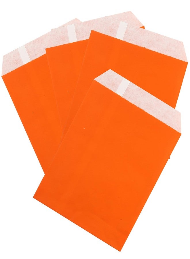 AZOWA 100 CT Small Paper Treat Sacks Orange 5 x 7 In Candy Buffet Bags for Party - Image 1