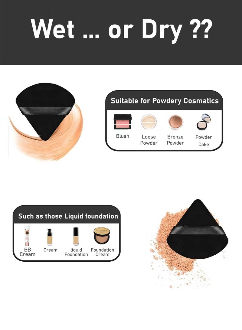 MUNDRÈ 5 pcs Triangle Shaped Powder Puff Set | Crystal Velvet Loose Powder Puffs | Soft & Adhesive | Ideal for Travel & Makeup - Image 4