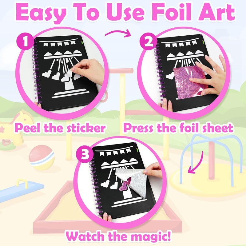FUNNYB&G Foil Art Kit - Foil Crafts for Kids, Toys for Girls 4-10 Years Old, No Mess Travel Essentials, Kids Toys, Girls Gifts, Birthday Gift, Coloring Books for Kids - Image 4