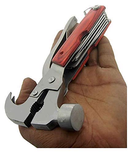 VENEKETY 14 in1 Multi Functional Multitool Stainless Steel and Wooden Claw Hammer "Pack of 1" - Image 5