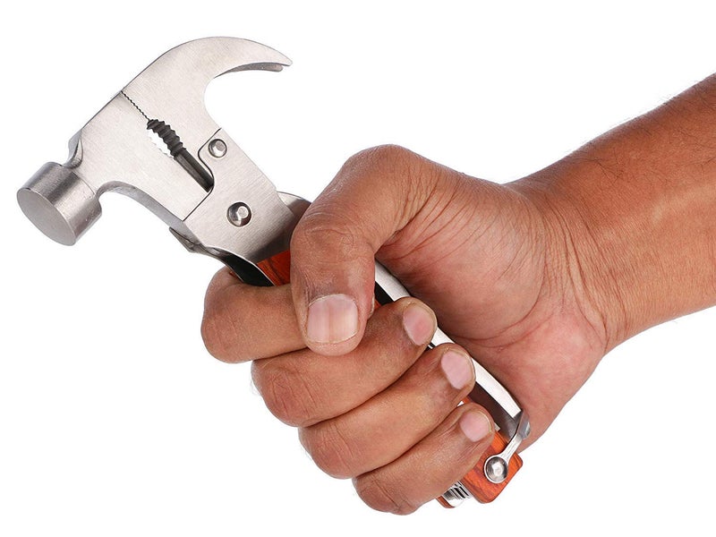 VENEKETY 14 in1 Multi Functional Multitool Stainless Steel and Wooden Claw Hammer "Pack of 1" - Image 3