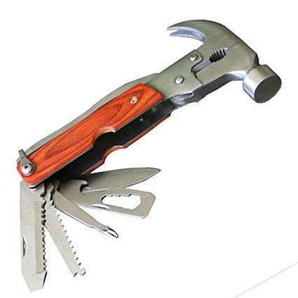 VENEKETY 14 in1 Multi Functional Multitool Stainless Steel and Wooden Claw Hammer "Pack of 1" - Image 2