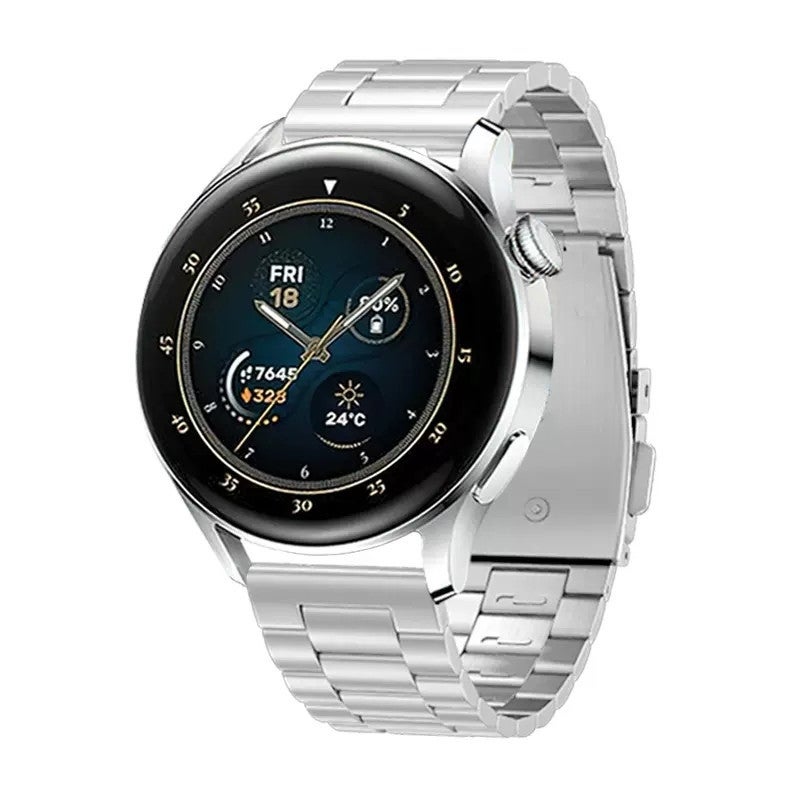 erorex For Huawei Watch Gt4 / Gt3 / Gt2 46Mm Three Strains Flat Buckle Titanium Steel Watch Band(Silver) - Image 1