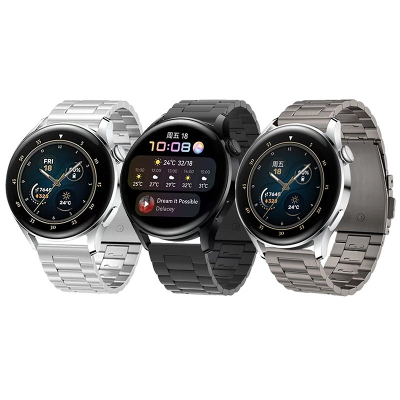 erorex For Huawei Watch Gt4 / Gt3 / Gt2 46Mm Three Strains Flat Buckle Titanium Steel Watch Band(Silver) - Image 3