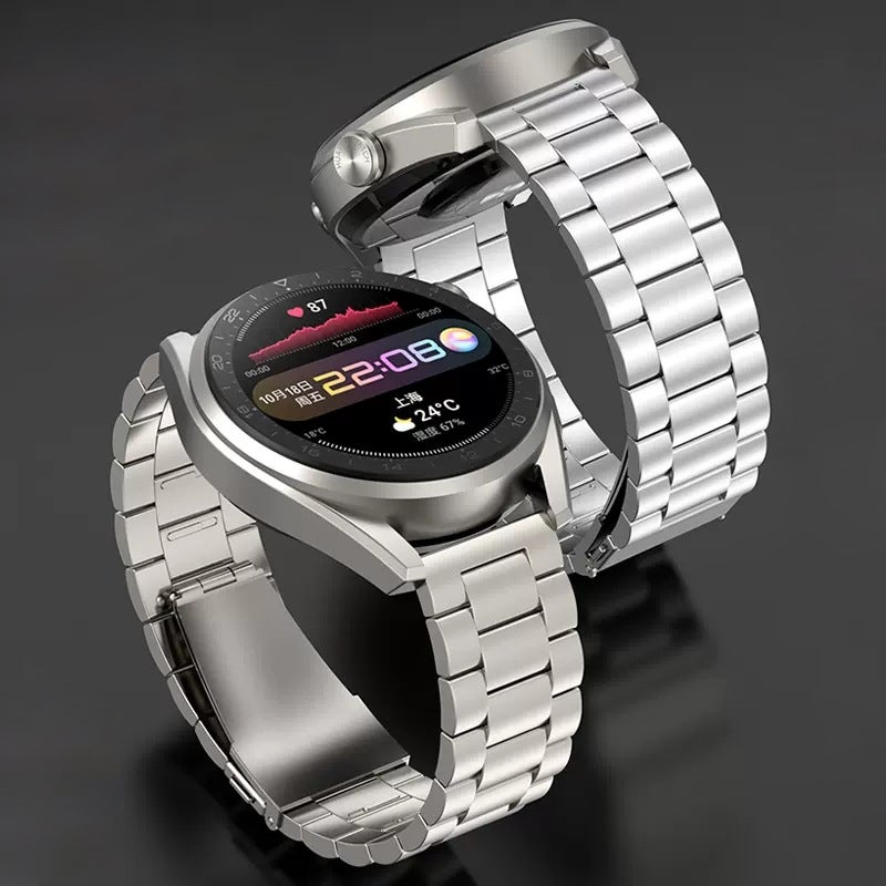 erorex For Huawei Watch Gt4 / Gt3 / Gt2 46Mm Three Strains Flat Buckle Titanium Steel Watch Band(Silver) - Image 4
