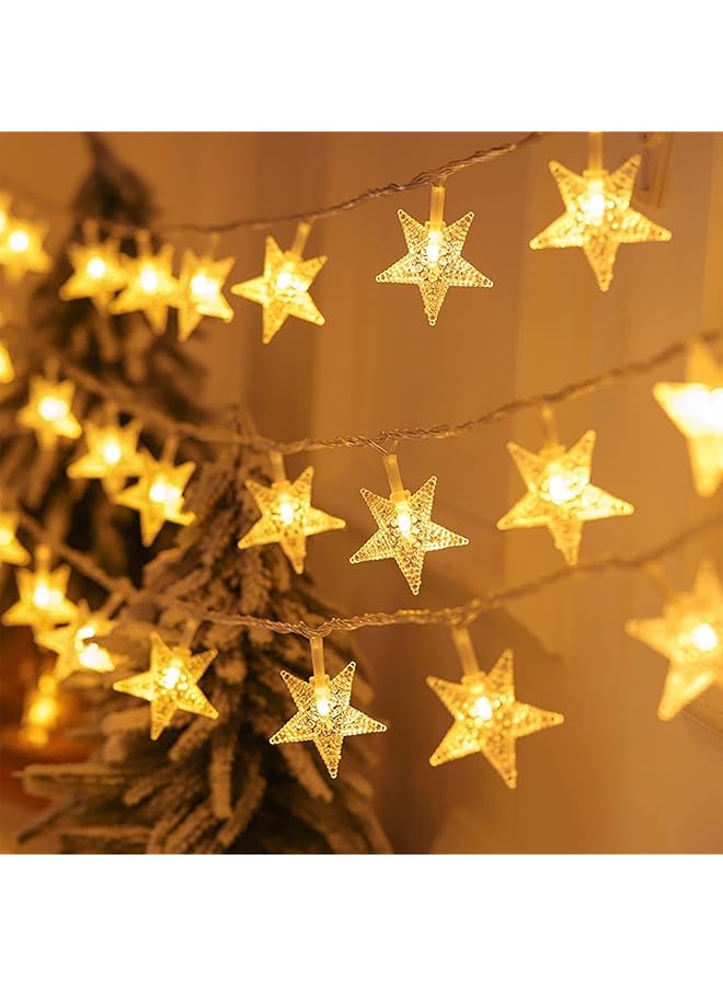 The Bros أضواء خيط النجوم، 10 أقدام 20 مصباح LED متلألئ دافئ يعمل بالبطارية، أضواء نجوم معلقة لطيفة لغرفة النوم، السيارة، المخيم، الحفلات، المنزل، الداخلية والخارجية، زينة عيد الميلاد، دافئ أبيض - Image 1