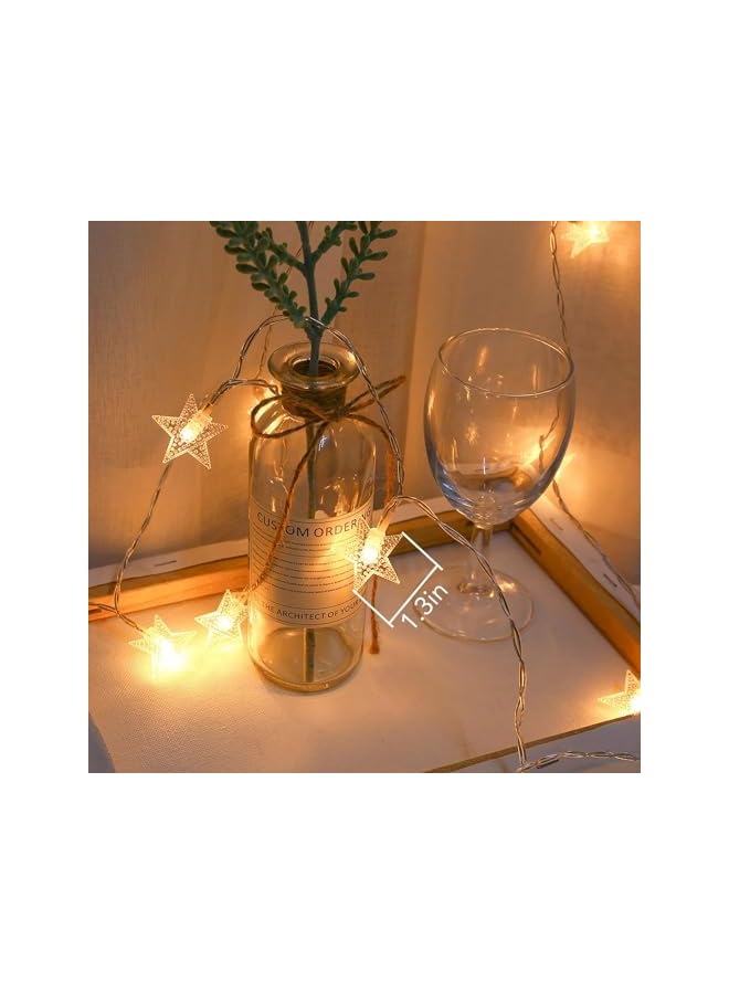 The Bros أضواء خيط النجوم، 10 أقدام 20 مصباح LED متلألئ دافئ يعمل بالبطارية، أضواء نجوم معلقة لطيفة لغرفة النوم، السيارة، المخيم، الحفلات، المنزل، الداخلية والخارجية، زينة عيد الميلاد، دافئ أبيض - Image 4