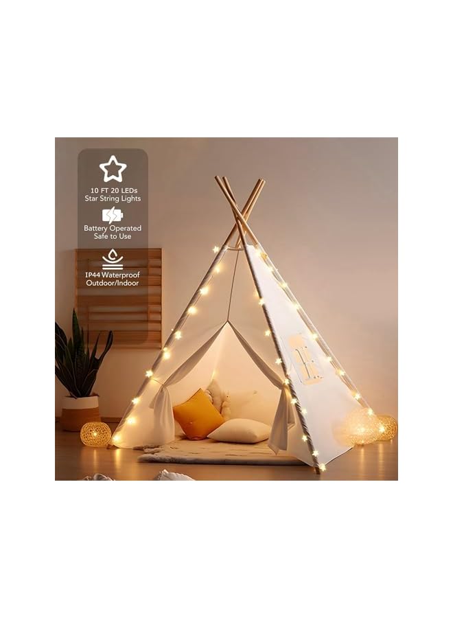 The Bros أضواء خيط النجوم، 10 أقدام 20 مصباح LED متلألئ دافئ يعمل بالبطارية، أضواء نجوم معلقة لطيفة لغرفة النوم، السيارة، المخيم، الحفلات، المنزل، الداخلية والخارجية، زينة عيد الميلاد، دافئ أبيض - Image 3