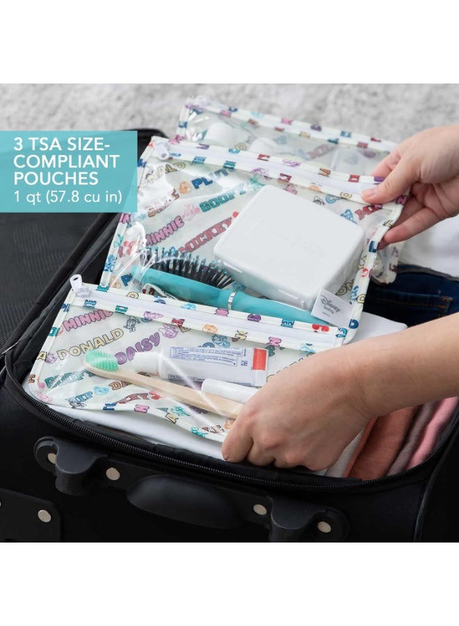 Bumkins - Waterproof Wet Bag & Clear Travel Bags - For Beach, Baby, Travel, Swim Suit, Cloth Diapers, Pump Parts, Pool, Gym, Toiletries - Reusable & Easy to Clean - Mickey and Friends White - 4 Pack - Image 2