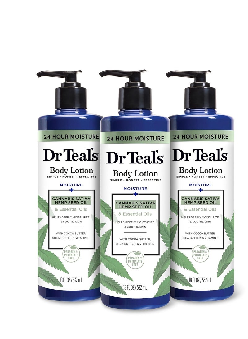 Dr Teal's Dr Teal's Body Lotion, Cannabis Sativa Hemp Seed Oil & Essential Oils, 18 oz (Pack of 3) - Image 1