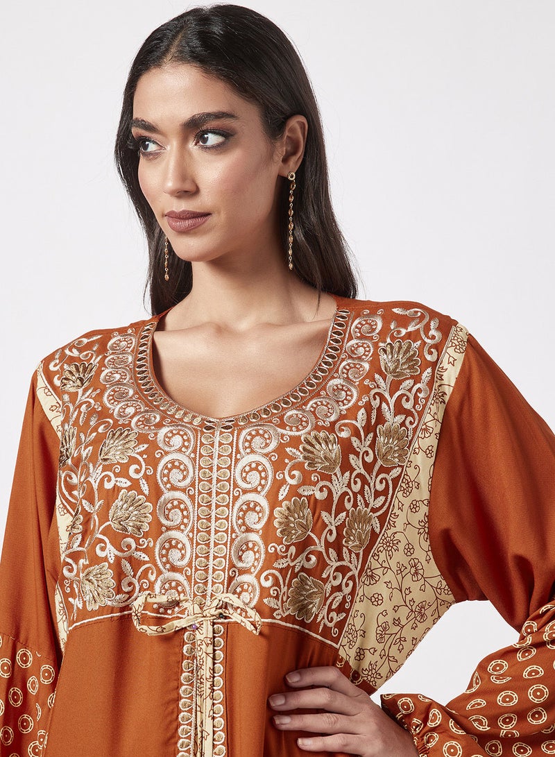 HANA & SARA Embroidered Jalabiya Dress With Sheila  - Image 3