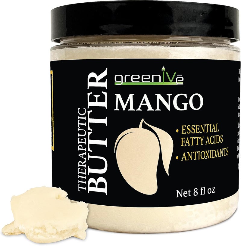 GreenIVe Virgin Mango Butter 100 Pure Raw Creamy All Natural Skin Moisturizer Unrefined 8 Ounce Jar