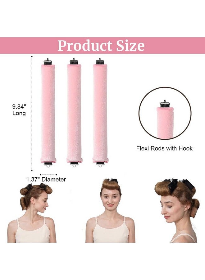 maycreate ® Heatless Hair Curler, Flexible Curling Rod With Hook, Satin Rollers For All Hair Types, No Heat Curls To Sleep For Curl Rods, Heatless Curls For Blowout Hair, Pink - Image 1