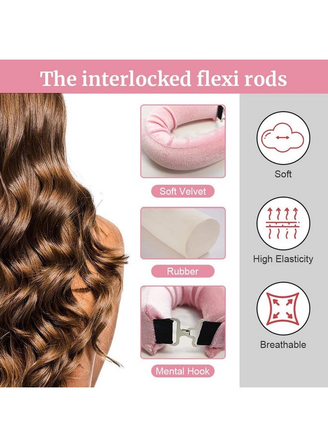 maycreate ® Heatless Hair Curler, Flexible Curling Rod With Hook, Satin Rollers For All Hair Types, No Heat Curls To Sleep For Curl Rods, Heatless Curls For Blowout Hair, Pink - Image 2