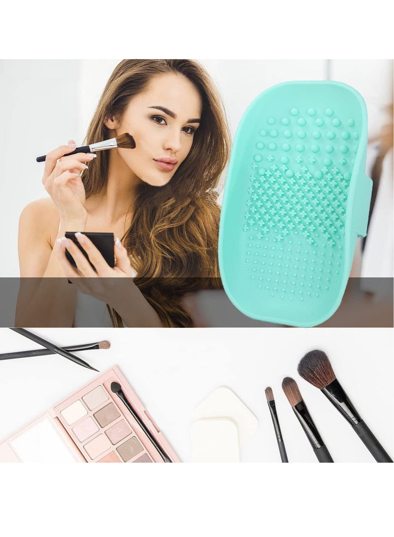 Excefore Silicone Makeup Brush Cleaner Mats Pads, Back Strap Cosmetic Brush Cleaning Mat Portable Washing Tool for Makeup, for Cleaning (Green) - Image 4