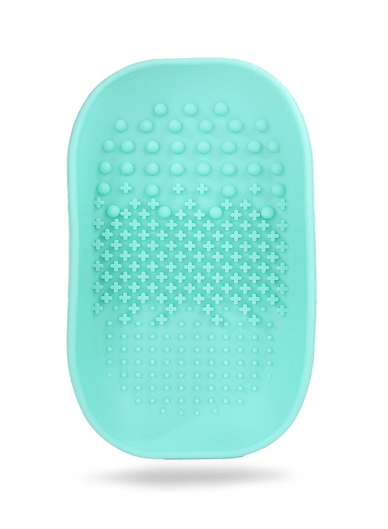 Excefore Silicone Makeup Brush Cleaner Mats Pads, Back Strap Cosmetic Brush Cleaning Mat Portable Washing Tool for Makeup, for Cleaning (Green) - Image 2