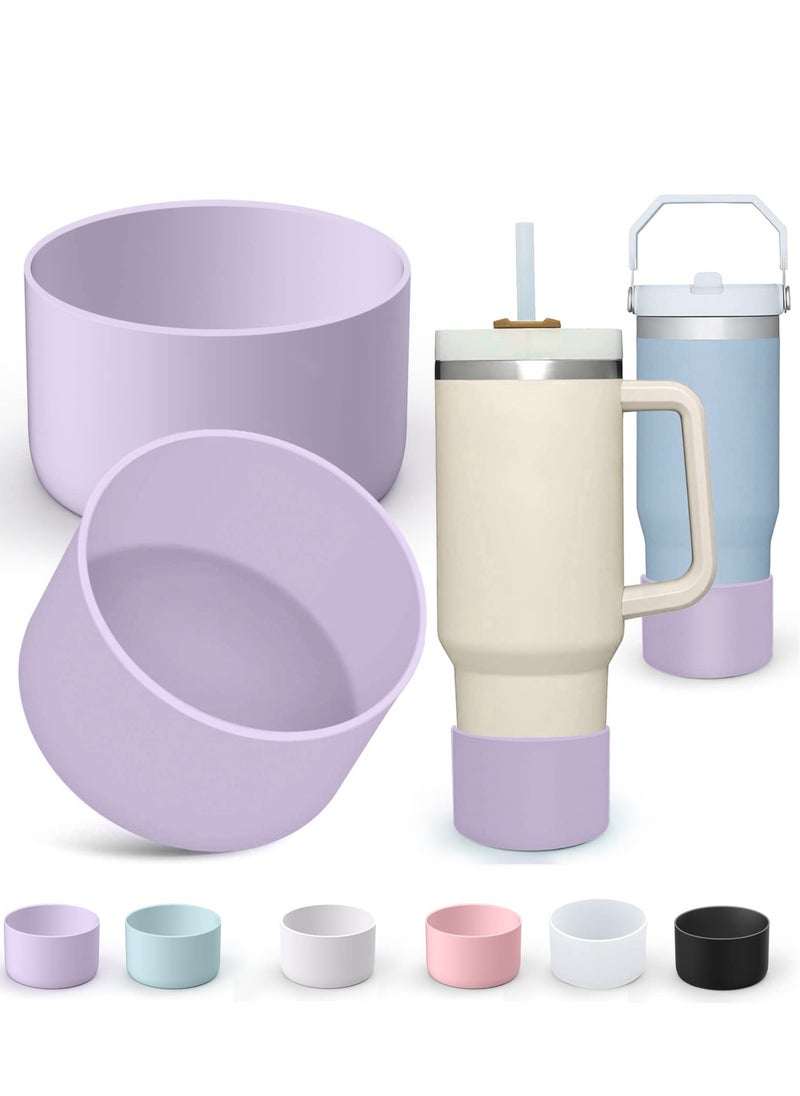 Generic - 2 Pcs Silicone Boot for Stanley Quencher Adventure 40oz & Stanley IceFlow 20oz 30oz Reduces Noise Protective Silicone Water Bottle Bottom Sleeve Cover Compatible with Stanley Tumbler (Wisteria) - Image 1