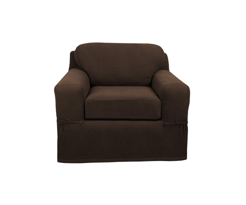 Maytex Pixel Ultra Soft Stretch 2 Piece Arm Furniture Cover Chocolate Brown Chair Slipcover Model4300513