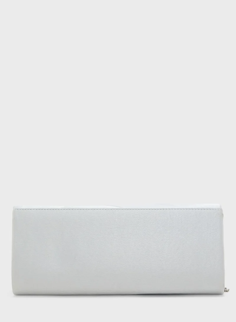 Ella Limited Edition Flower Trim Satin Clutch Bag