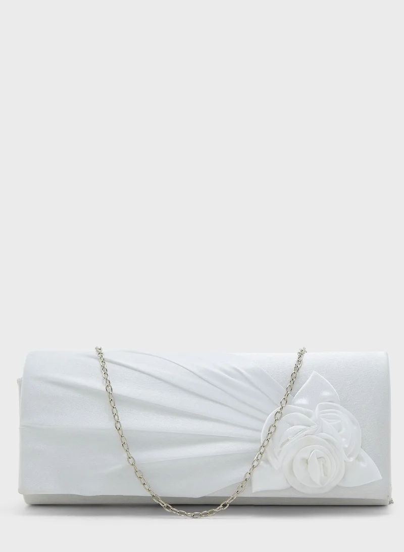 Ella Limited Edition Flower Trim Satin Clutch Bag