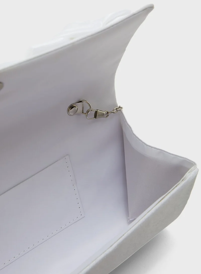 Ella Limited Edition Flower Trim Satin Clutch Bag