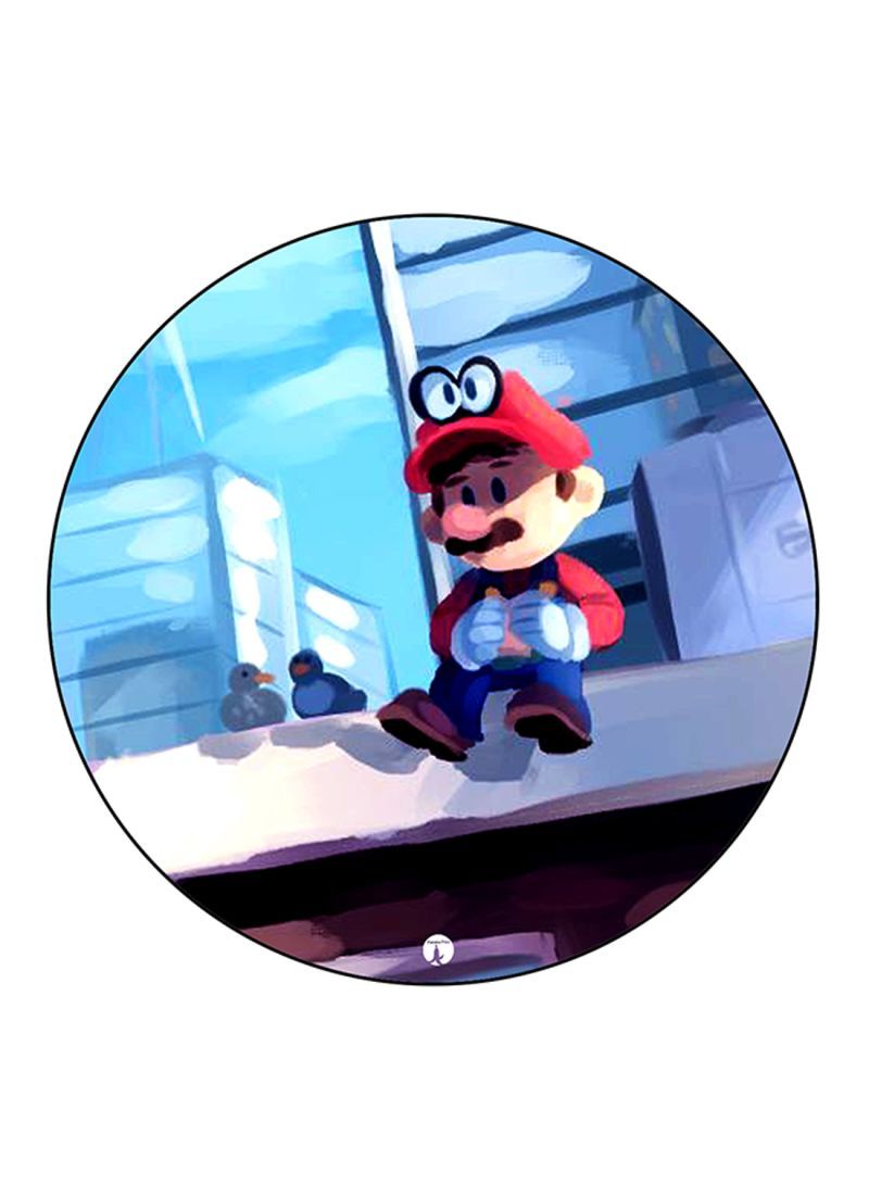 Video Game Super Mario Printed Mouse Pad Round  Multicolour