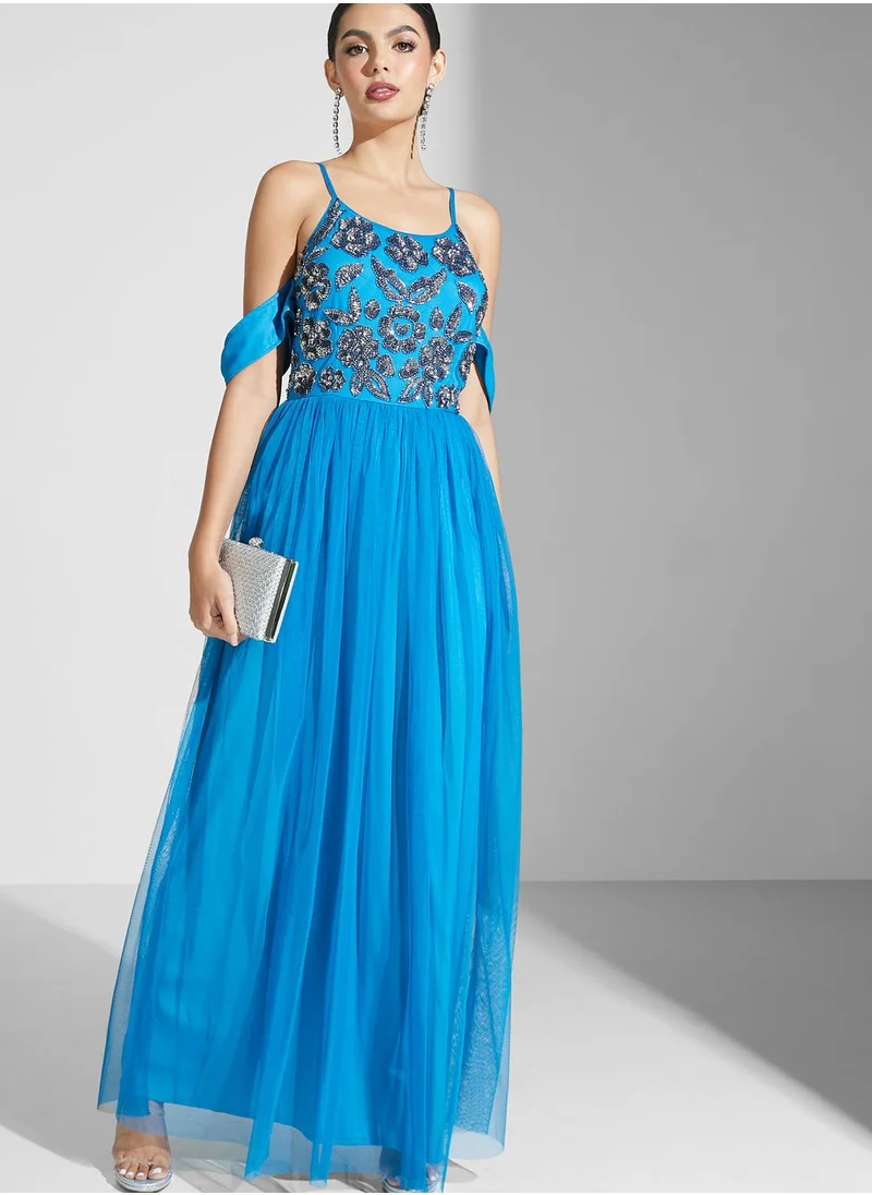 Namshi x Shouq Strappy Embellished Dress