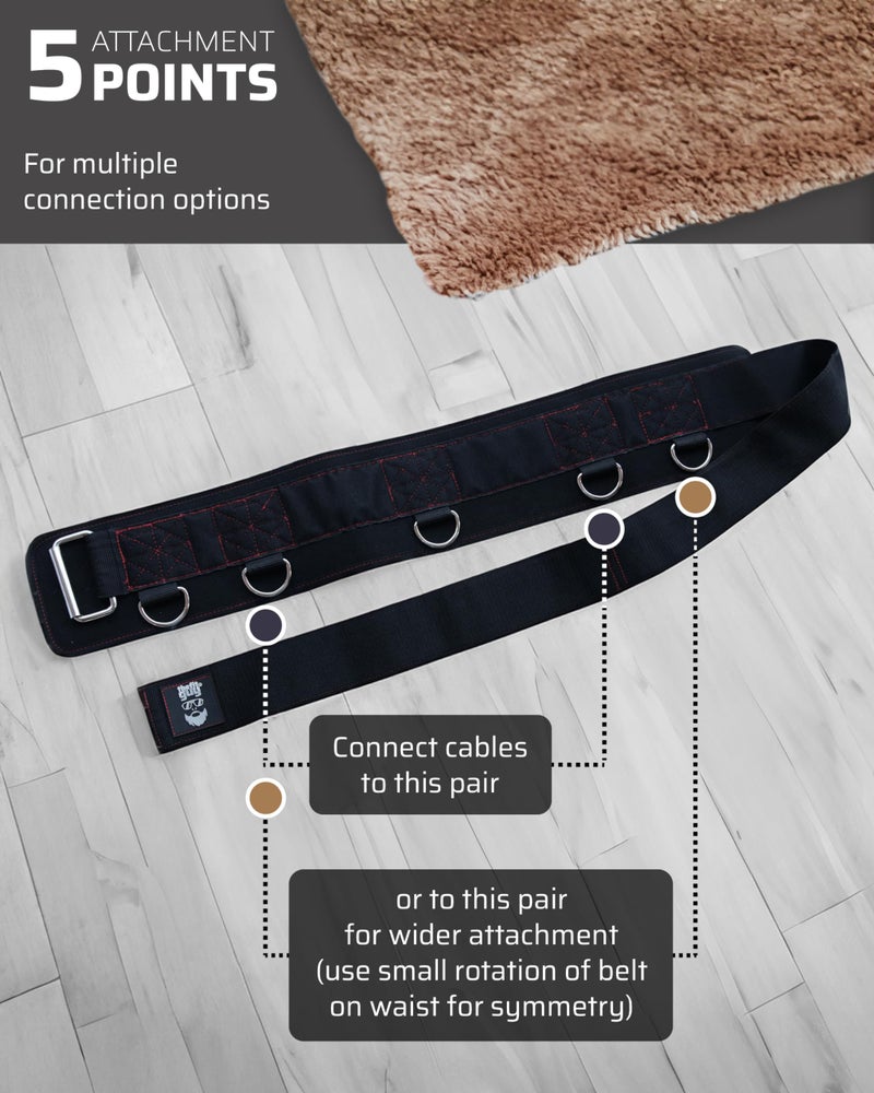 THEFITGUY Multi-Attachment Belt for Cable Machine and Smart Home Gym Squats and Hip Thrusts, 5 Attachment Points for Optimal Weight Distribution, 2 Straps (40â€ & 27â€) and 3 Metal Snap Hooks Included - Image 4