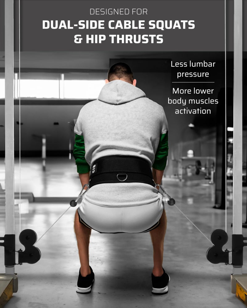 THEFITGUY Multi-Attachment Belt for Cable Machine and Smart Home Gym Squats and Hip Thrusts, 5 Attachment Points for Optimal Weight Distribution, 2 Straps (40â€ & 27â€) and 3 Metal Snap Hooks Included - Image 2