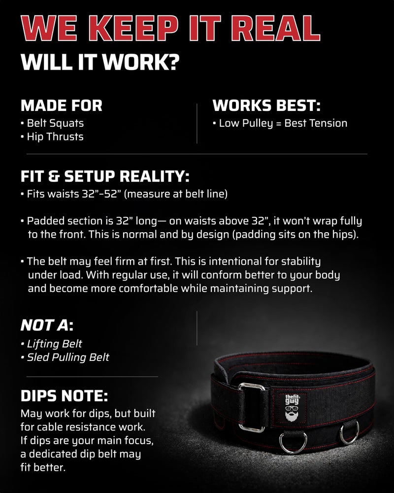 THEFITGUY Multi-Attachment Belt for Cable Machine and Smart Home Gym Squats and Hip Thrusts, 5 Attachment Points for Optimal Weight Distribution, 2 Straps (40â€ & 27â€) and 3 Metal Snap Hooks Included - Image 5