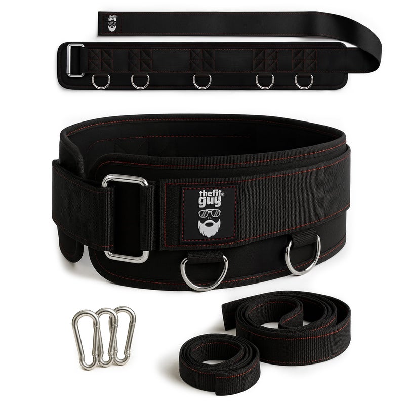THEFITGUY Multi-Attachment Belt for Cable Machine and Smart Home Gym Squats and Hip Thrusts, 5 Attachment Points for Optimal Weight Distribution, 2 Straps (40â€ & 27â€) and 3 Metal Snap Hooks Included - Image 1