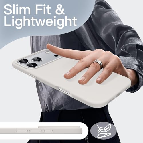 DIZORO Compatible with (iPhone 17 Pro Case)(2025), Liquid Silicone 3 Layers Full Covered Soft Gel Rubber Phone Case,Shockproof Protective Cover with Anti-Scratch Microfiber Lining-Stone Grey - Image 3