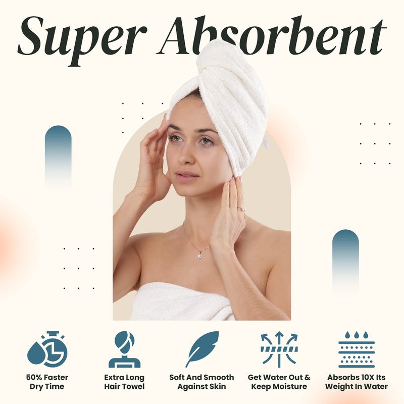 Aspen5 Huge Cotton Hair Towel Wrap for Women (Coral White) - Image 3