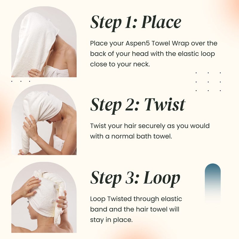 Aspen5 Huge Cotton Hair Towel Wrap for Women (Coral White) - Image 2