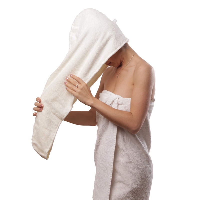 Aspen5 Huge Cotton Hair Towel Wrap for Women (Coral White) - Image 1