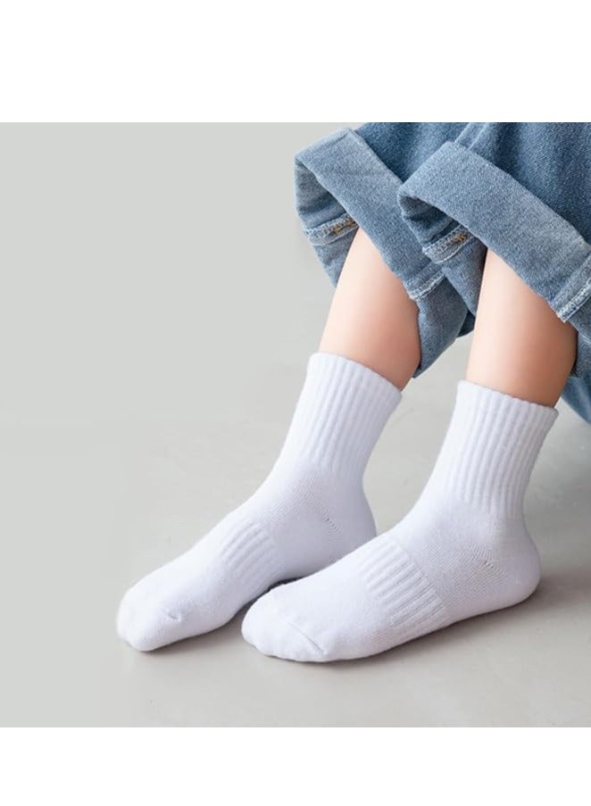 Vparty 6 Pairs Kids Athletic Crew Socks White Black Dress Socks Boys Girls Cotton School Uniform Casual Calf Socks  - Image 3