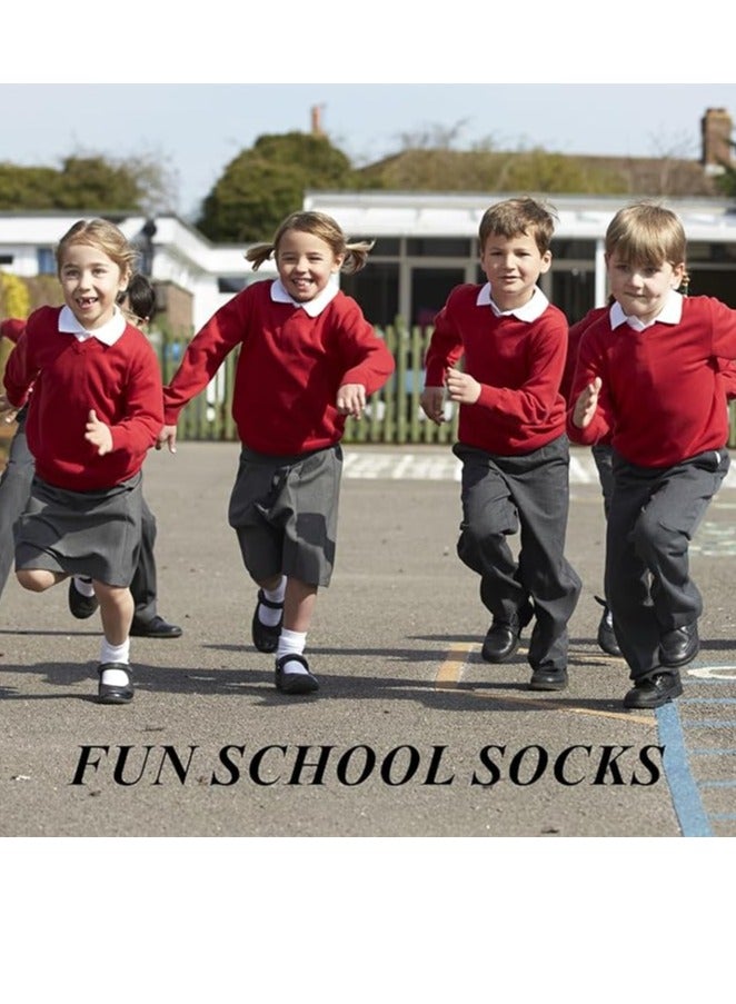 Vparty 6 Pairs Kids Athletic Crew Socks White Black Dress Socks Boys Girls Cotton School Uniform Casual Calf Socks  - Image 2
