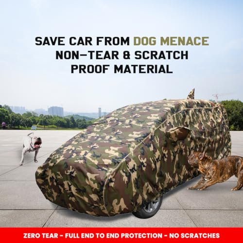 Autofact Nexon Waterproof Car Cover with Mirror & Antenna Pockets, Jungle Print Army Design, 4x4 American Matty,Triple Stitched, Compatible with Tata Nexon Car Cover (2017 to 2024), Nexon Car Accessories - Image 5