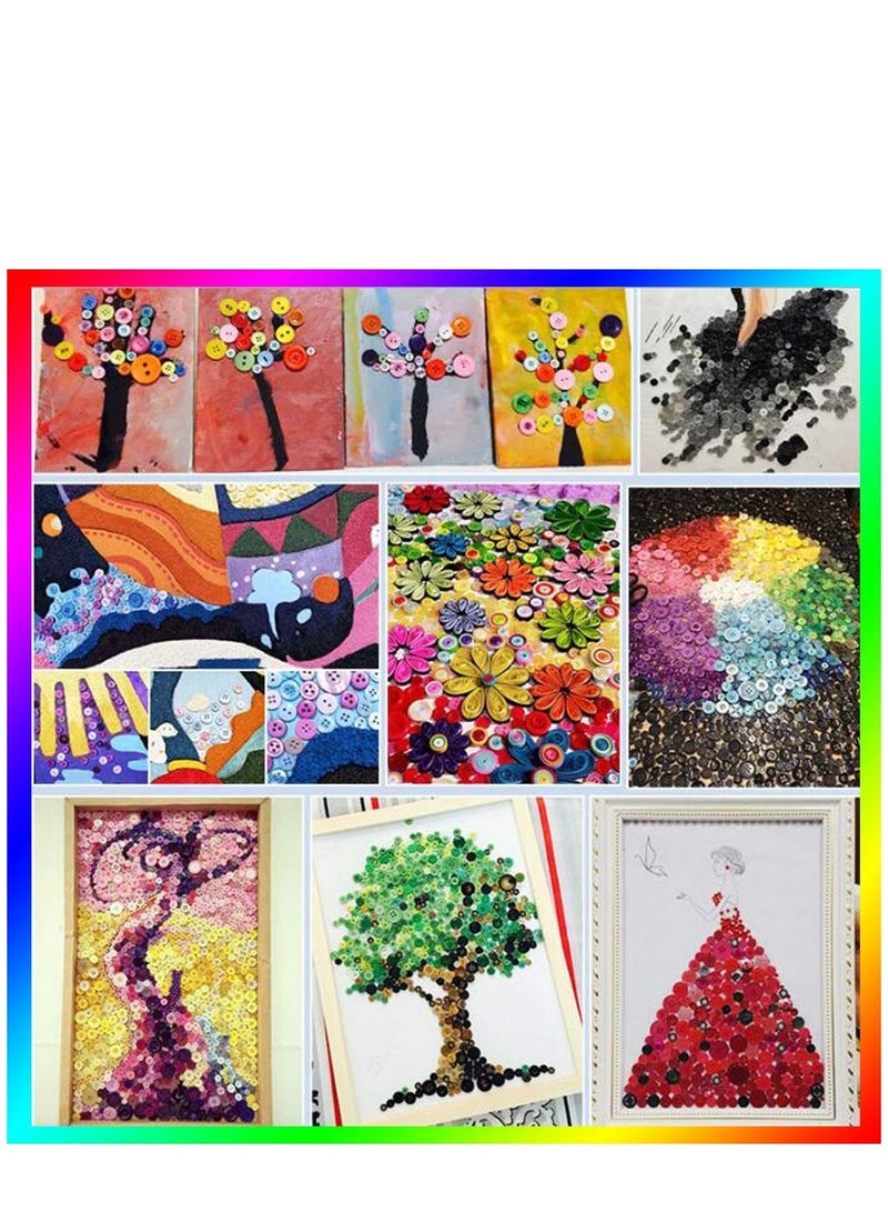 KASTWAVE أزرار دائرية من الراتنج بأحجام متنوعة لتزيين الحرف اليدوية للخياطة رسم الأطفال (أزرق ، مجموعة 200 جرام) - Image 5