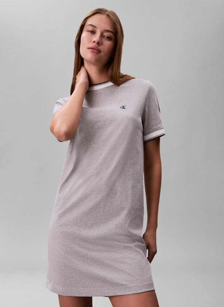 Casual Monogram Stripe Trim Mini Dress