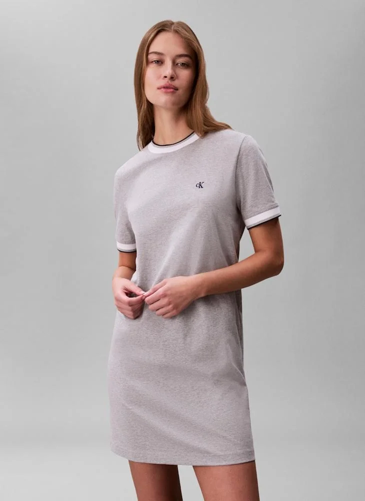 Calvin Klein Jeans  Casual Monogram Stripe Trim Mini Dress for Women | Best Price UAE