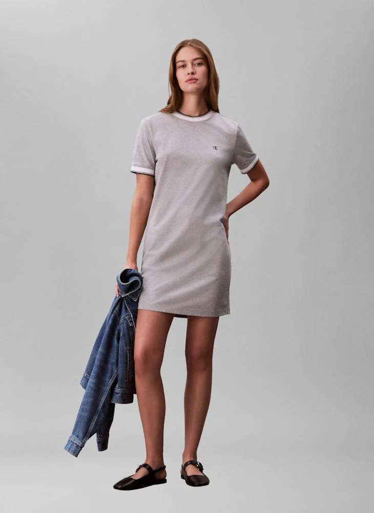 Calvin Klein Jeans  Casual Monogram Stripe Trim Mini Dress for Women | Best Price UAE