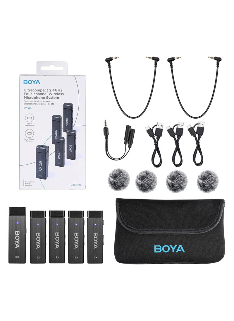 BOYA BY-W4 Ultra-Compact 4-Channel 2.4GHz Wireless Microphone System