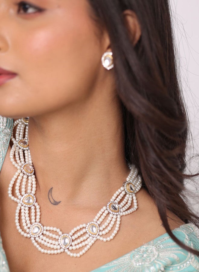 Binnis Wardrobe Kundan-Studded & Beaded Jewellery Set - Image 3