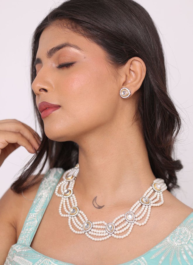 Binnis Wardrobe Kundan-Studded & Beaded Jewellery Set - Image 2
