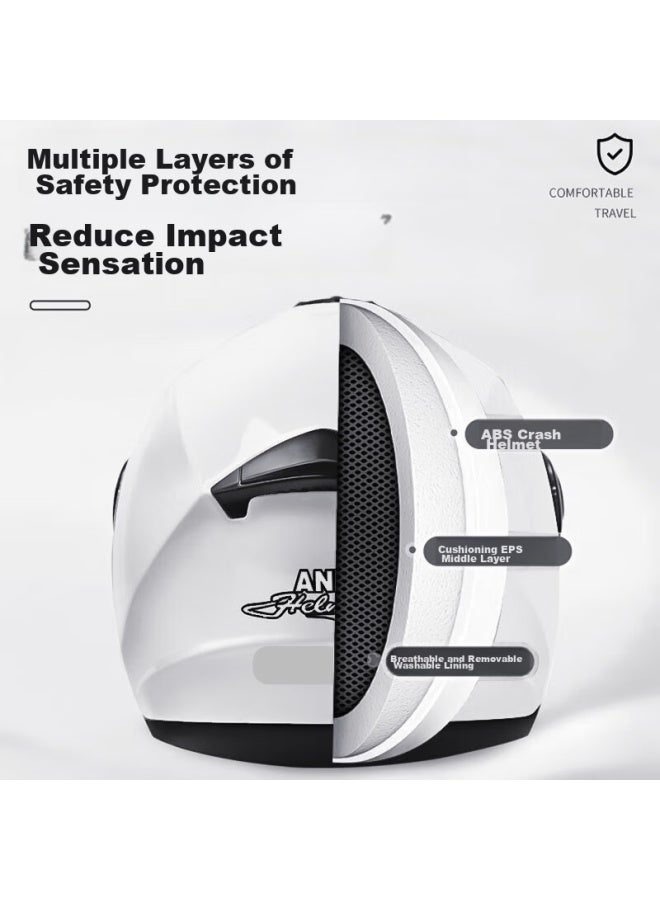 Ad Electric Bicycle Helmet, 3c Certified, New National Standard, For Men And Women, Summer Sun Protection, Breathable, Electric Scooter Safety Helmet, Uni, Four Seasons, Dual Visor, Riding Half Helmet, Women's Style, 169 Snow White - Image 2