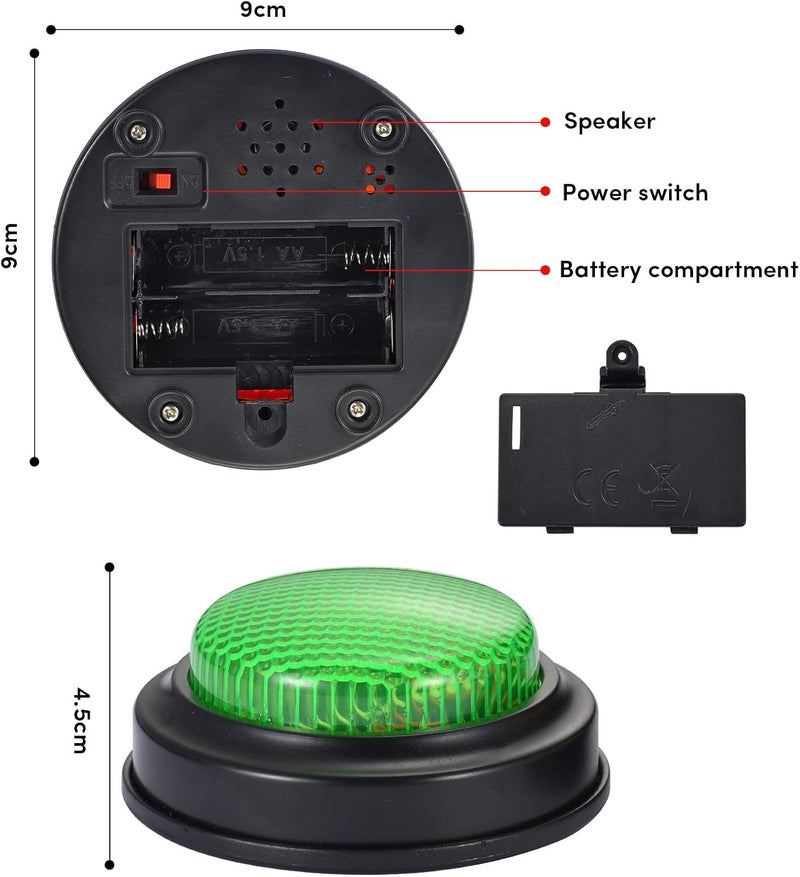 Trivia Buzzers 4-Piece Set: Loud Clear Sound - Answer Buzzers for Family Game Night, Classroom Educational Games - Image 3