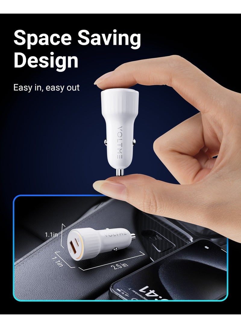 VOLTME USB C Cigarette Lighter 48W 2-in-1 White Car Charger 48W Fast Charger USB C PD/QC 3.0 Cigarette Lighter Compatible with Phone, Tablet, Pixel, Samsung S22/S23 - Image 4