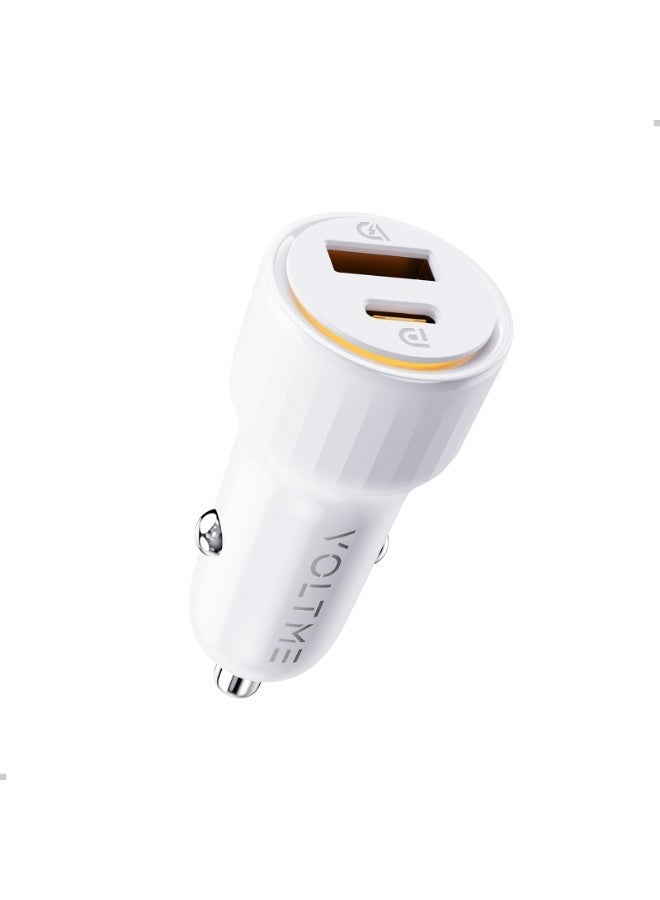 VOLTME USB C Cigarette Lighter 48W 2-in-1 White Car Charger 48W Fast Charger USB C PD/QC 3.0 Cigarette Lighter Compatible with Phone, Tablet, Pixel, Samsung S22/S23 - Image 1