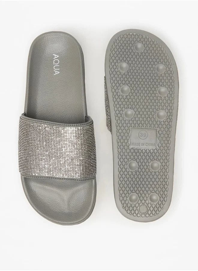 أكوا Women's Embellished Slip-On Slides